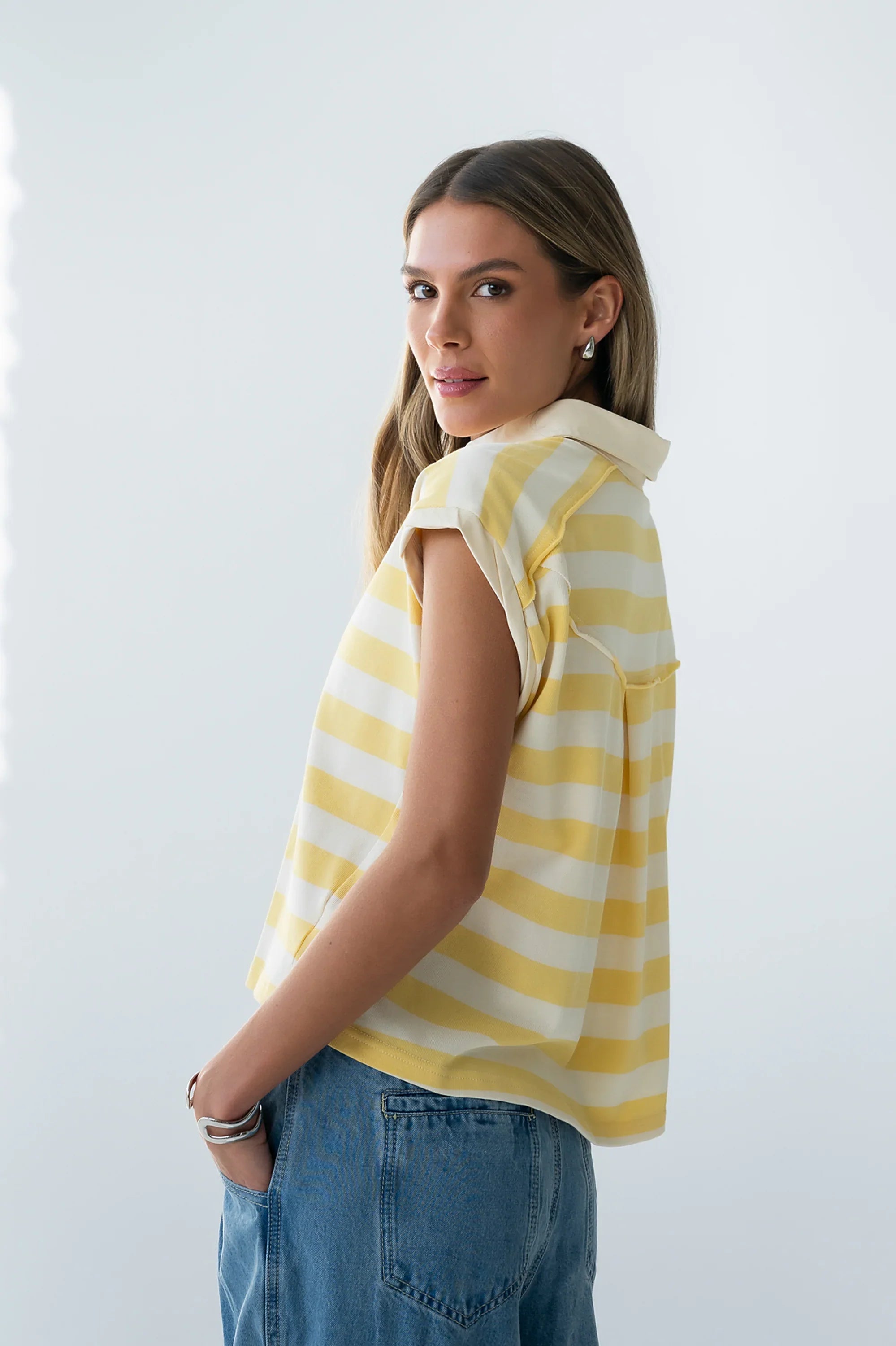 Larene Collared Striped Tank