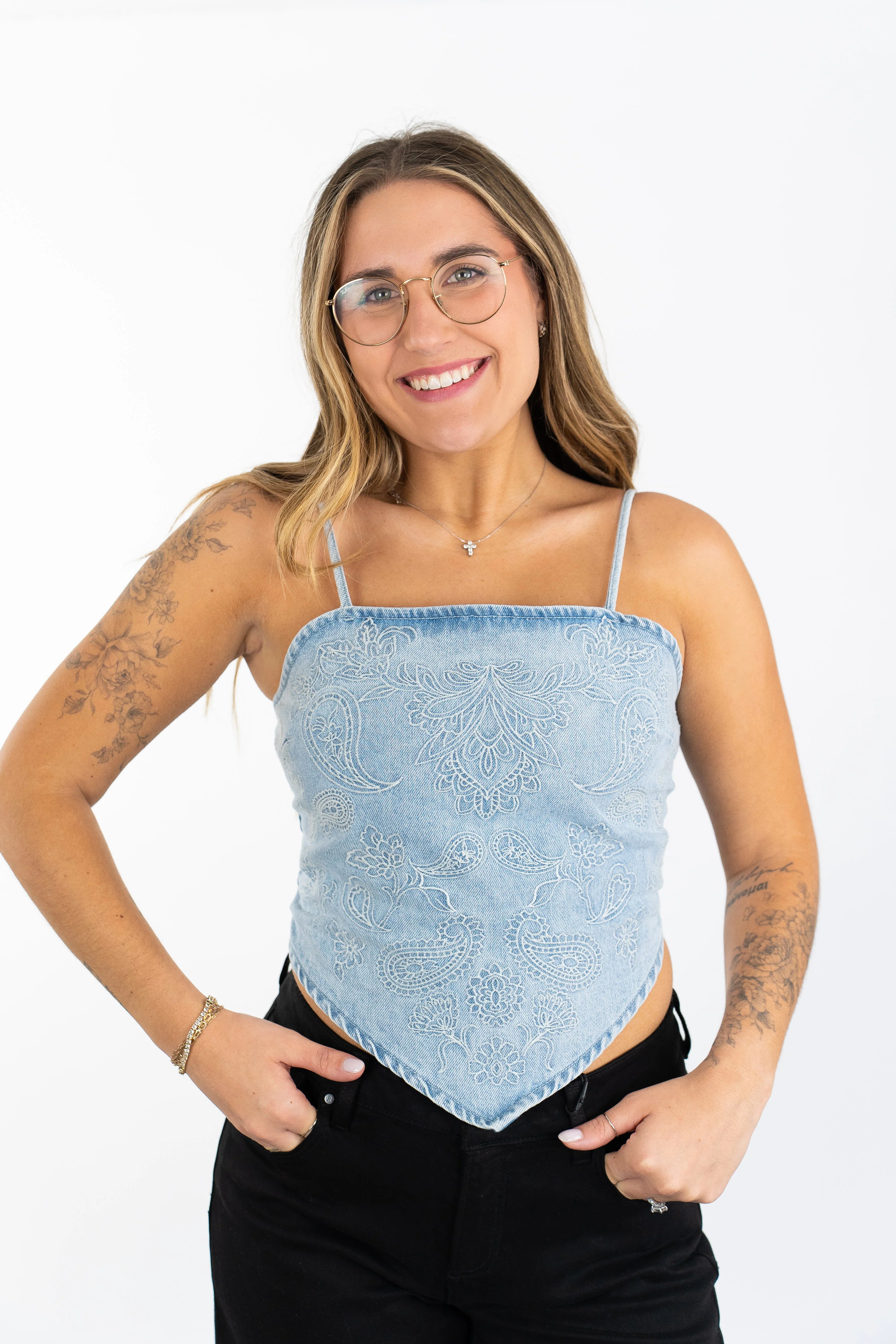 Romy Denim Bandana Top