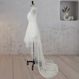 A Line Polka Dot Illusion Charm Asymmetrical Wedding Dress