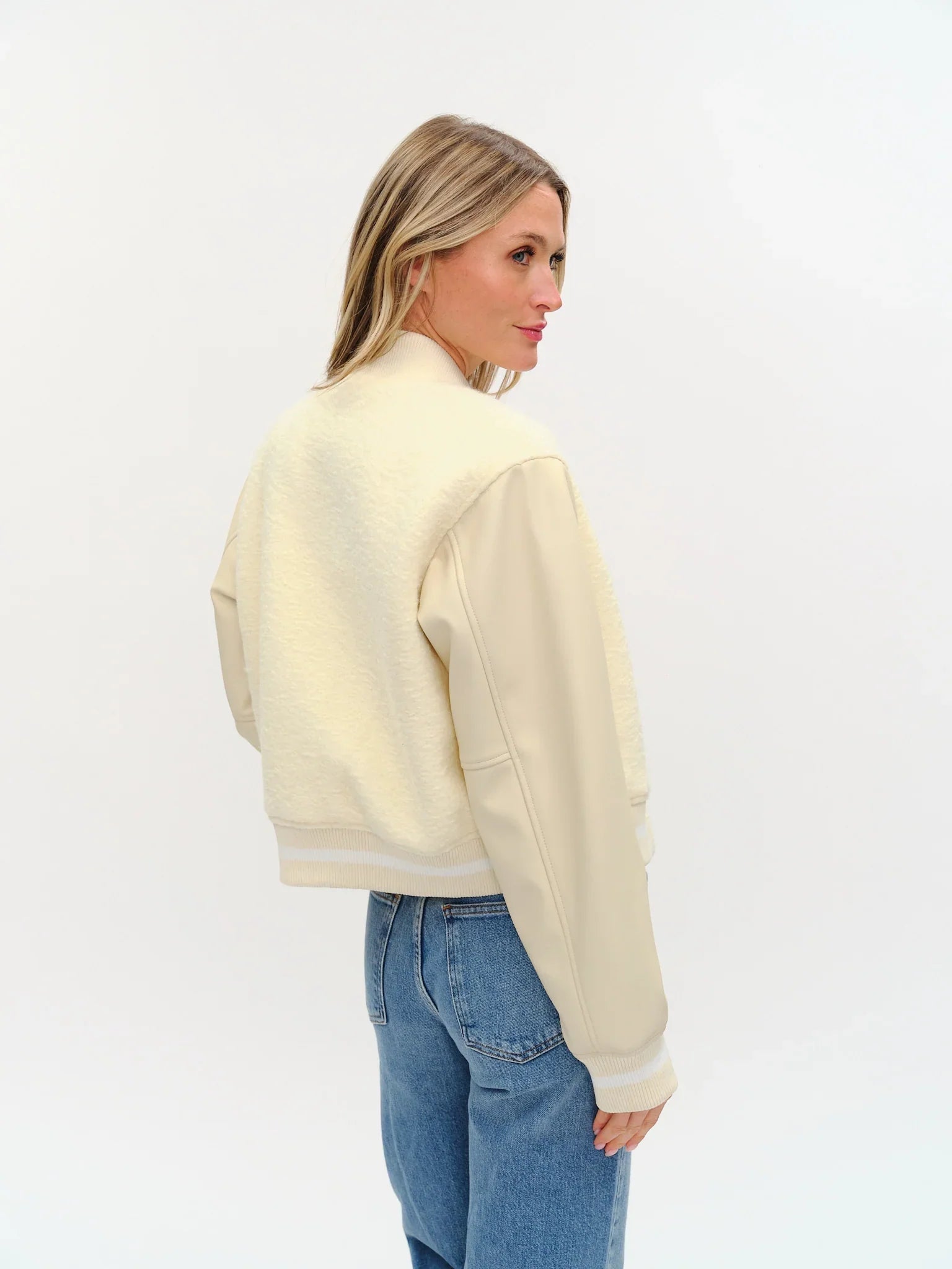 York Shearling Bomber Jacket Cream