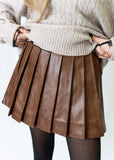 Mona Pleated Leather Skirt