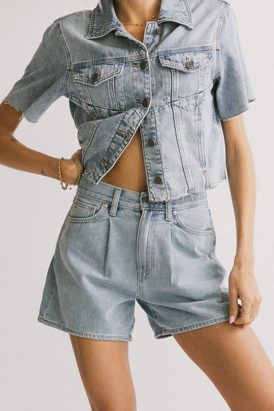 Carmie Light Wash Denim Top FINAL SALE
