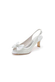 Open Toe Beaded Lace Wedding Shoes With Bow