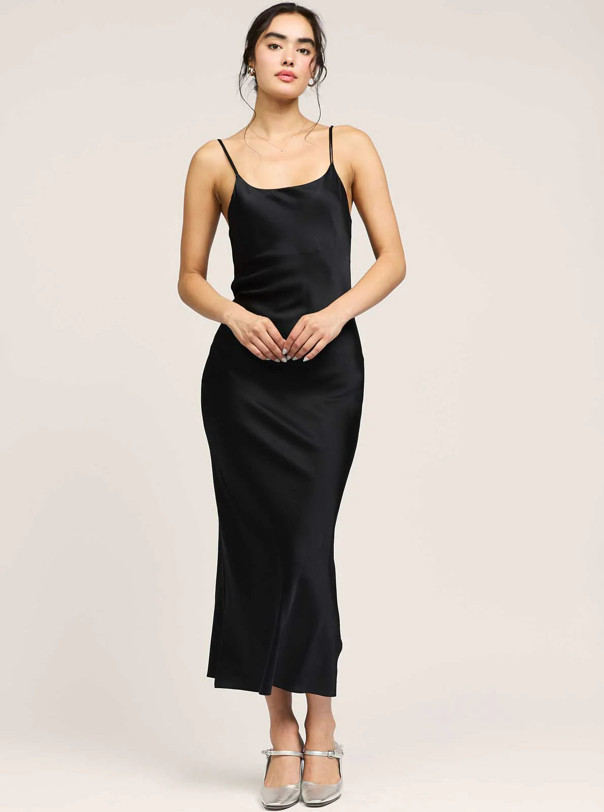 Camilla Silk Midi Dress in Brown
