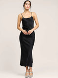 Camilla Silk Midi Dress in Brown