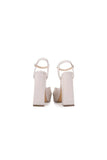 Ivory Chunky Heeled Ankle Strap Platform Sandal
