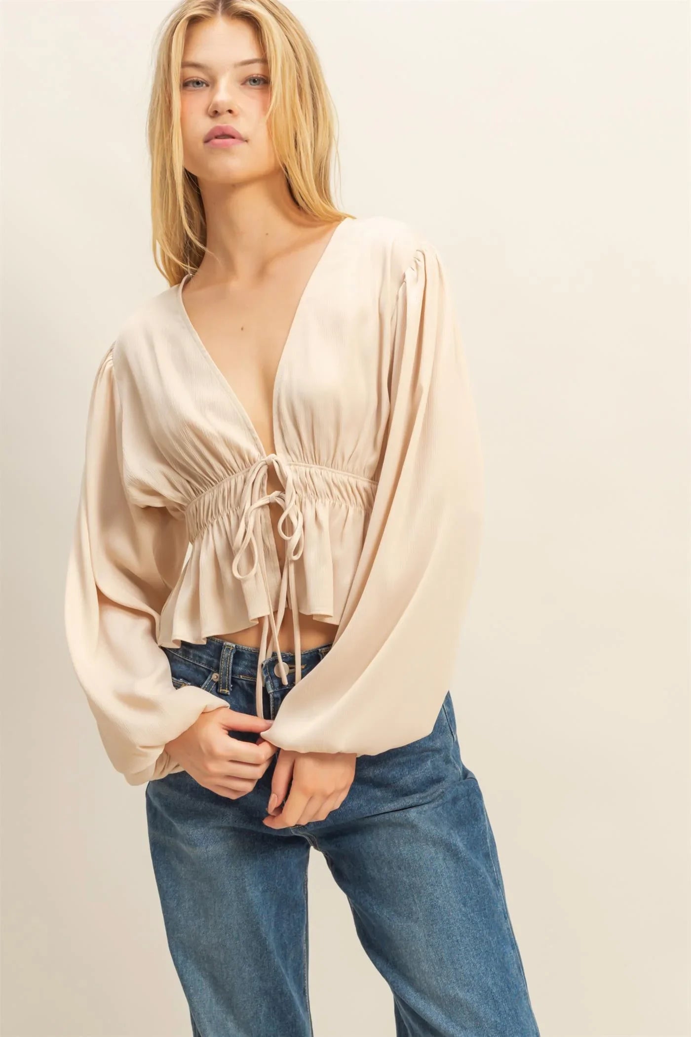 Olivia Deep V Neck Blouse