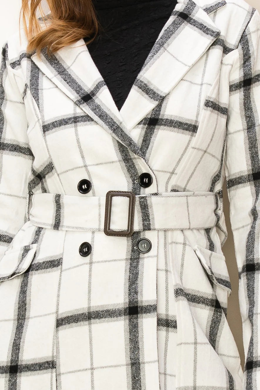 Riva Plaid Belted Jacket