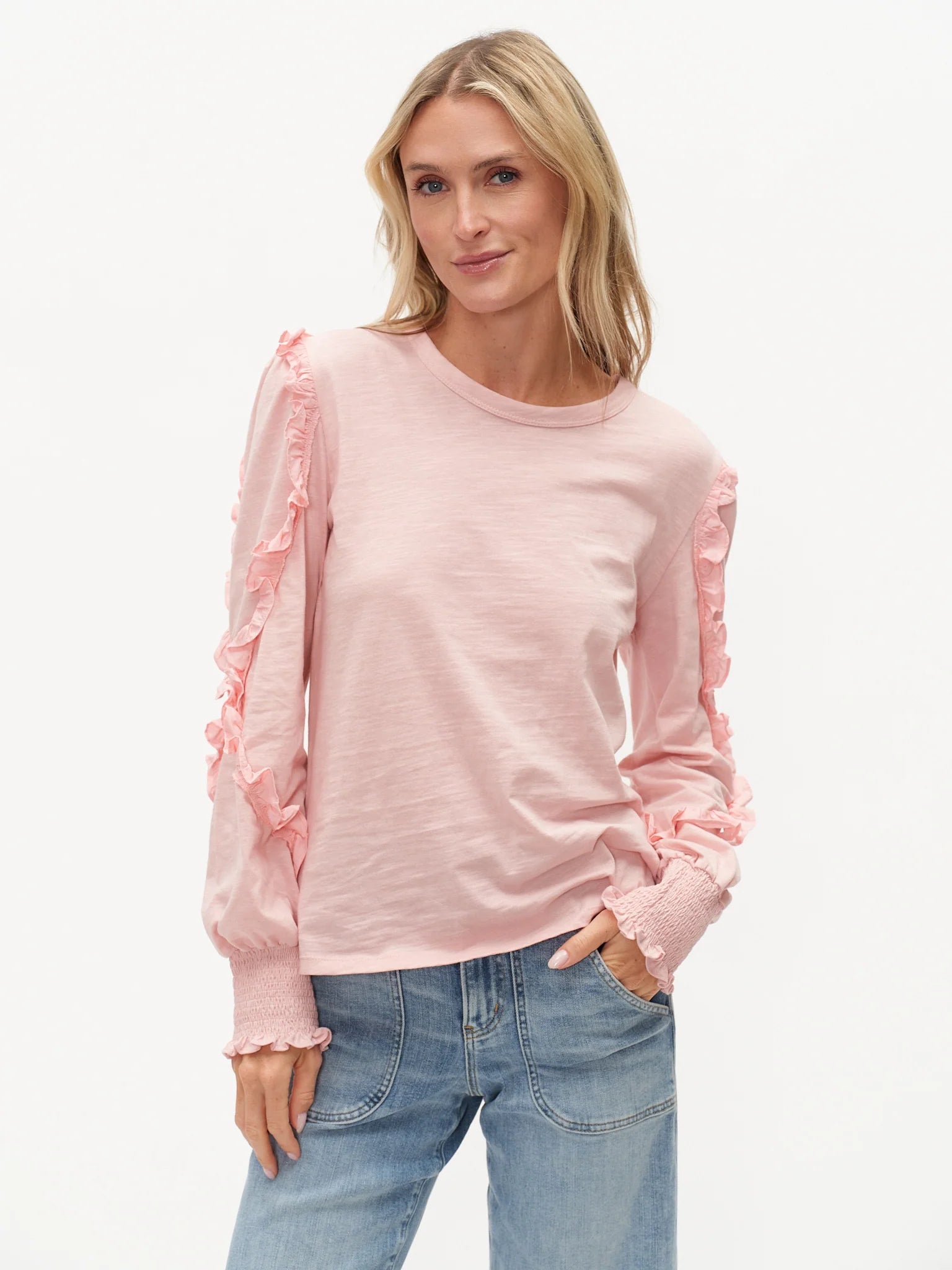 Millie Ruffle Top Rose Quartz