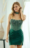 JOAN MINI DRESS STRAPLESS CORSET COCKTAIL DRESS CHOKER
