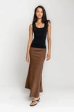 Ashlyn Textured Maxi Skirt in Brown