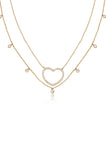 Crystal Heart and Drop Layered Necklace Set of 2