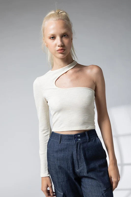 Abigail One Shoulder Top in Ivory