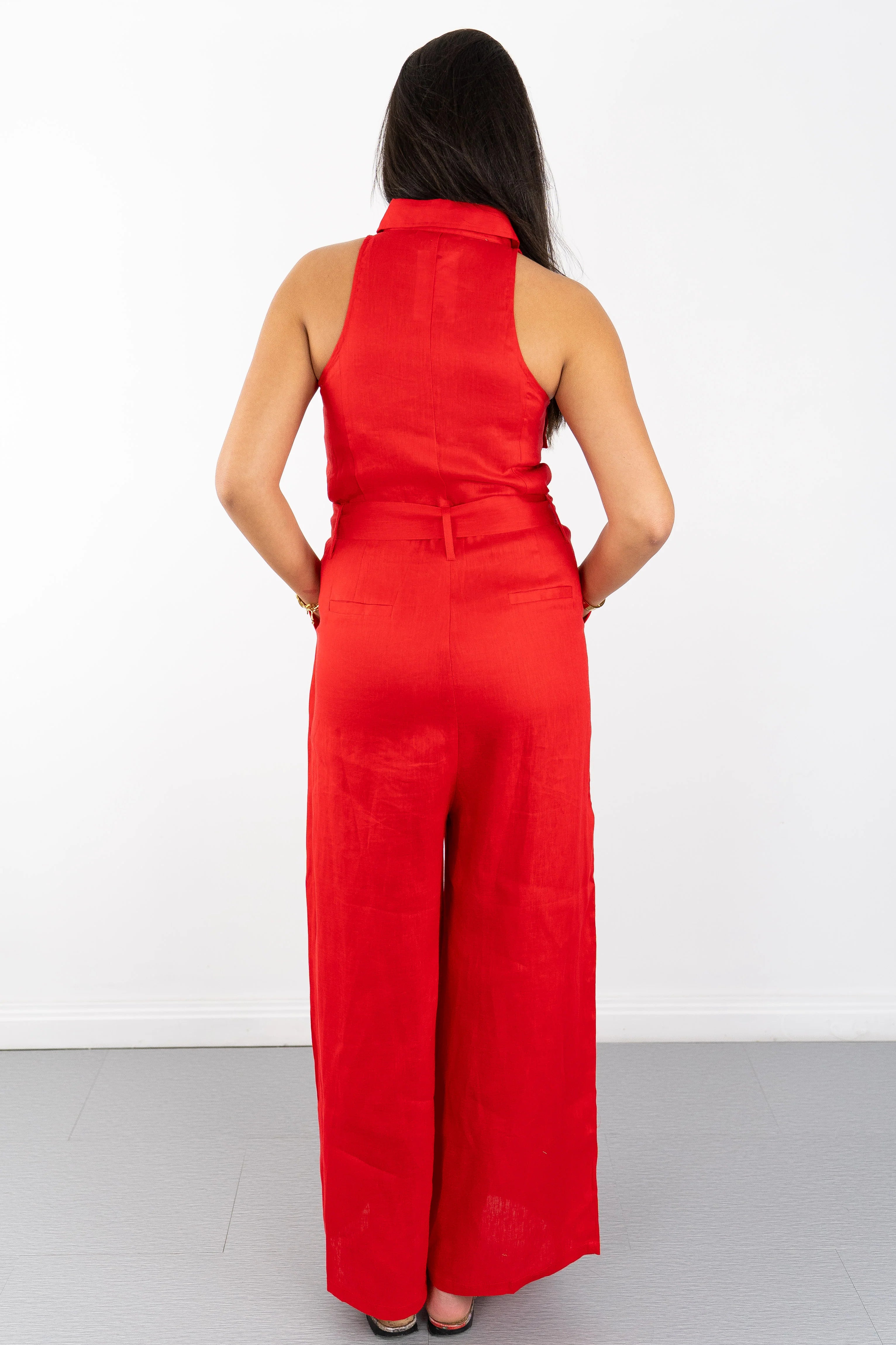 Eve Utility Belted Linen Jumpsuit