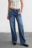 Streit Dark Denim Washed Low Rise Straight Leg Jeans