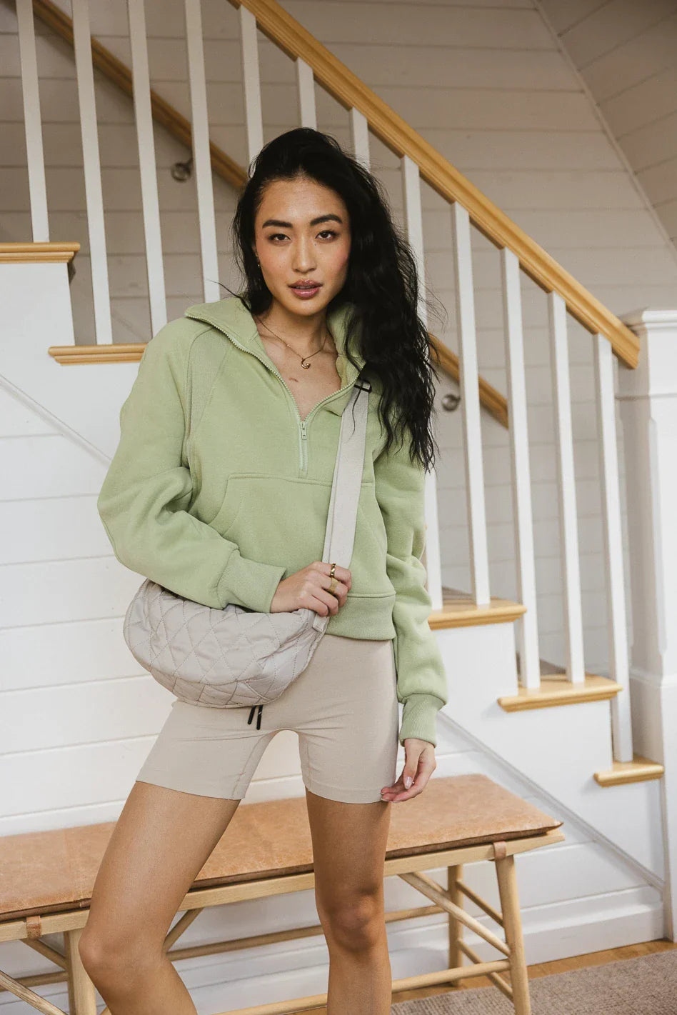 Alyssa Half Zip in Sage FINAL SALE
