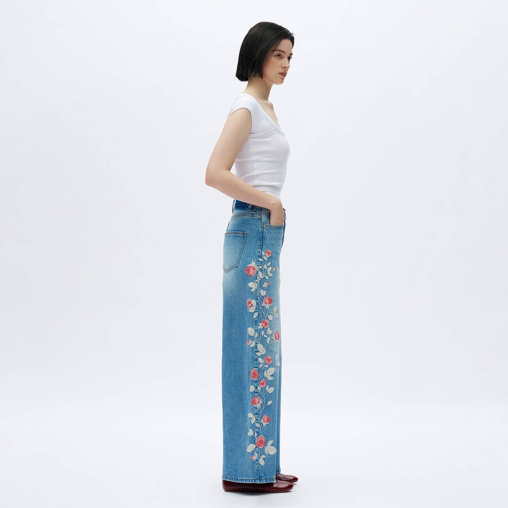 Charlie Floral Embroidery Jean