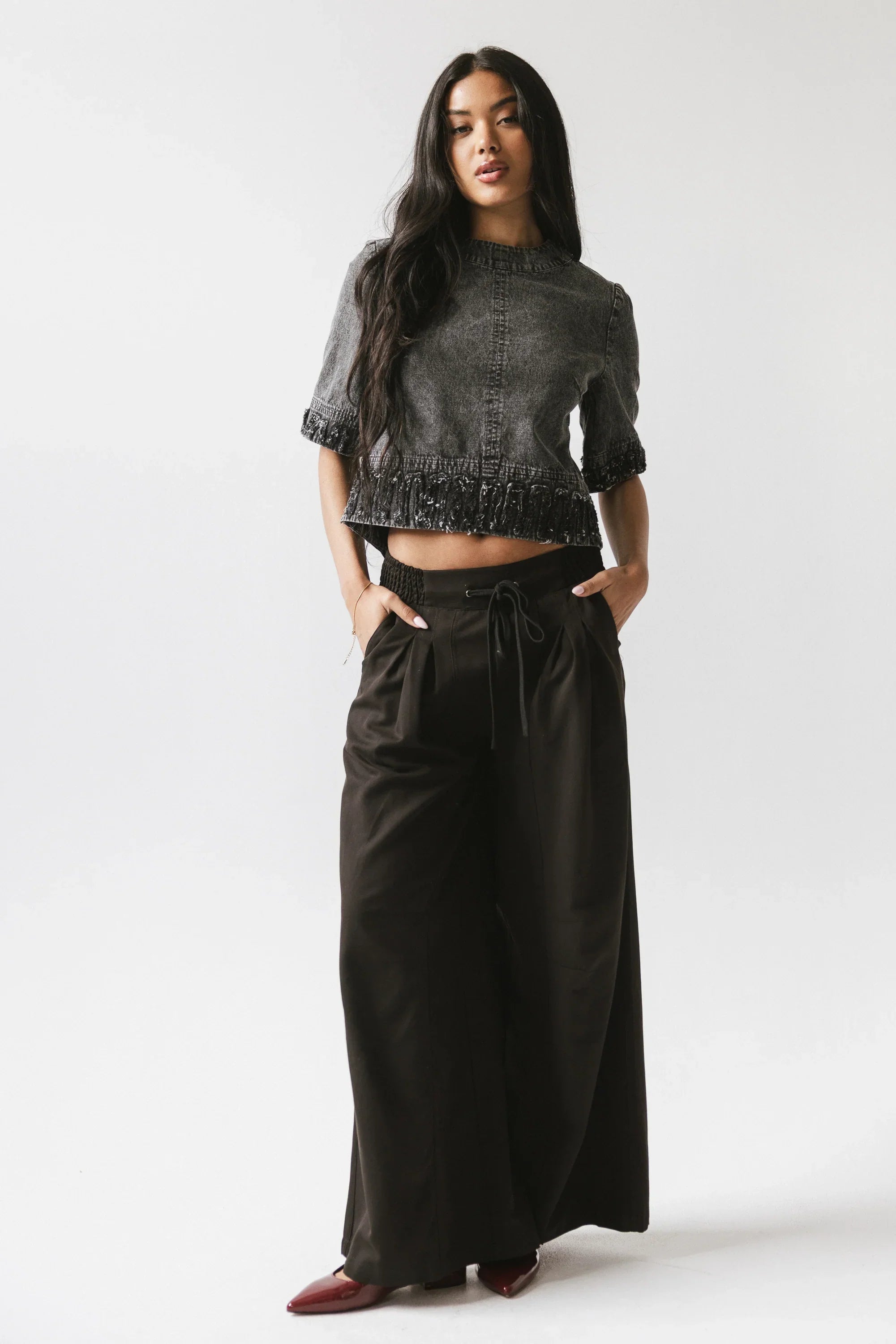 Jana Denim Top in Black