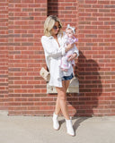 Angela Gauze Button Down Top in White