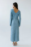 Bell Ruffle Maxi Dress in Blue