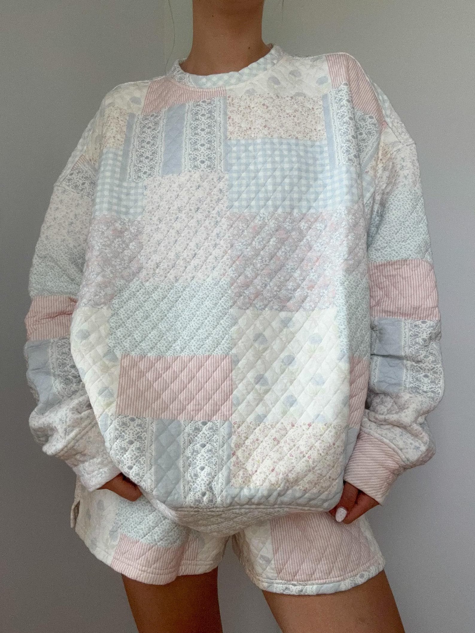 Shades Of Blue Quilted Pastel Shorts