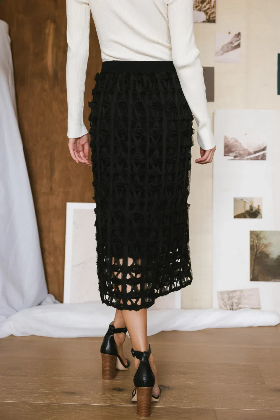 Open Cage Knit Skirt in Black FINAL SALE