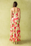 CRIMSON BLOOMS RED FLORAL MAXI DRESS