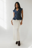 Cassie Pleated Blouse in Medium Wash