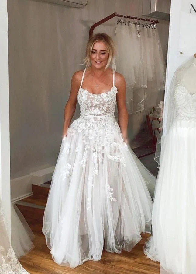 Boho Lace Wedding Dresses A Line Princess