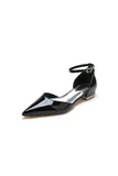 Black Low Heeled Shoes with Metal Strap