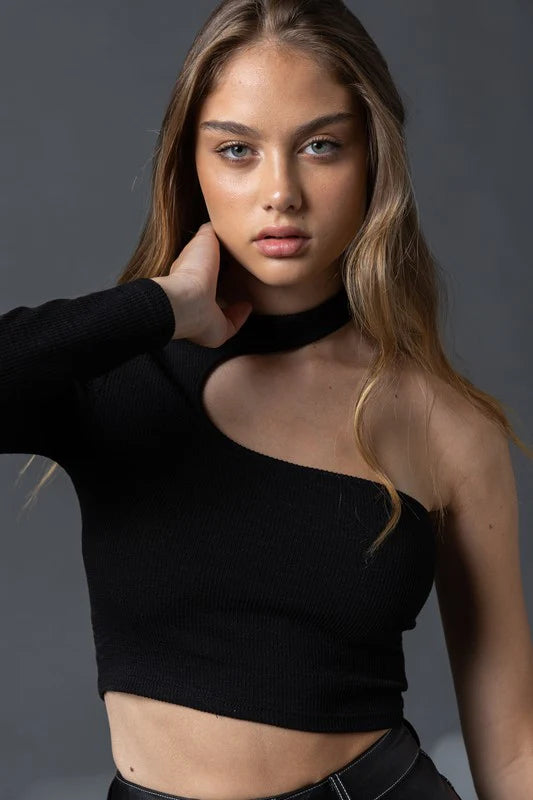 Abigail One Shoulder Top in Black