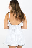 Polka Dot Print Lace Trim Ruffle Mini Dress