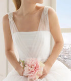 Stunning Top ruched Layered Gown With Beaded Tulle Straps
