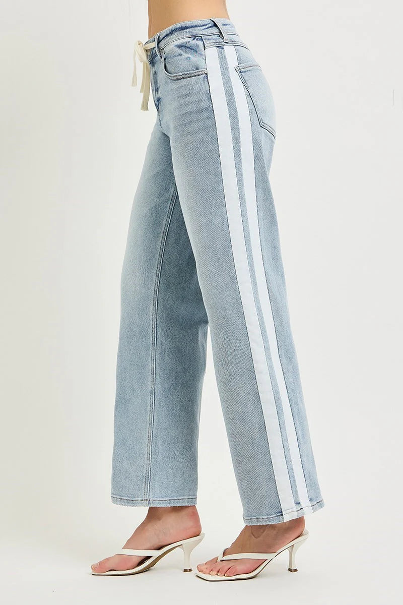 Fern Side Contrast Baggy Jean