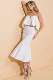 SUNSET STROLL WHITE CROP TOP SKIRT SET FINAL SALE