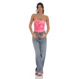 Lucy in The Sky Phae Floral Print Tube Top in Pink