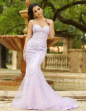 Reva Corset Gown Lilac Floral Lace Dress