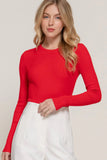 Long Sleeve Crew Neck Viscose Rib Sweater