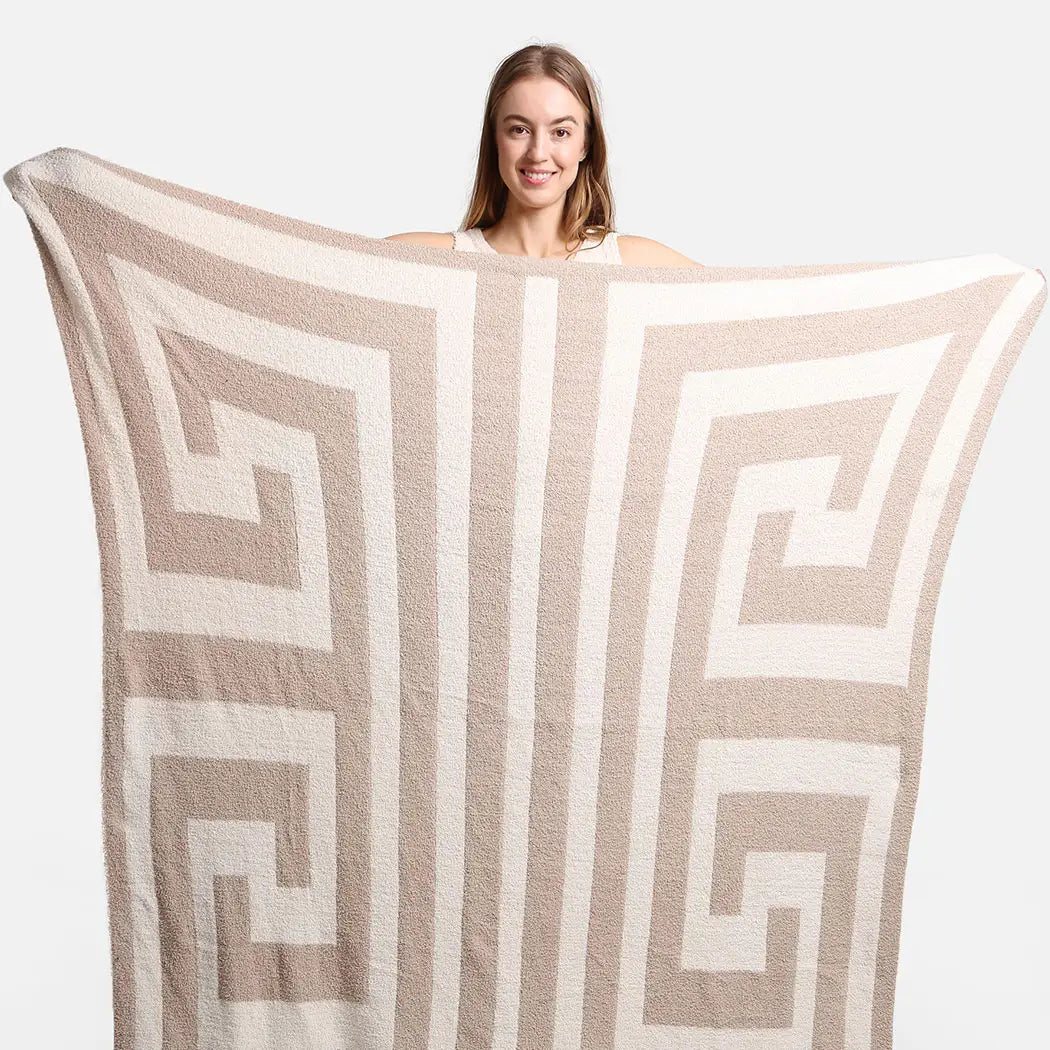 Greek Key Blanket in Beige