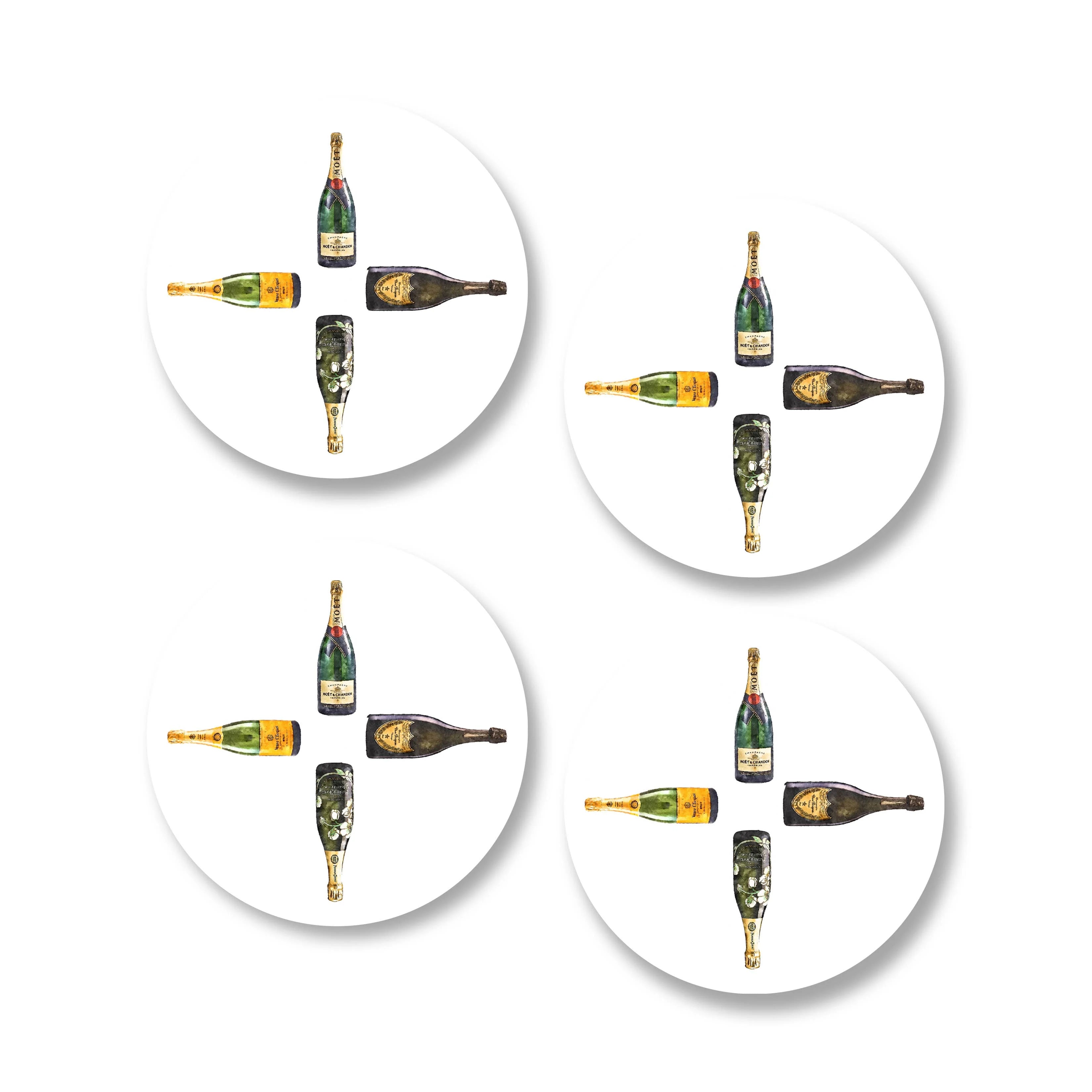 Ceramic Coasters Set of 4 4 Bottles