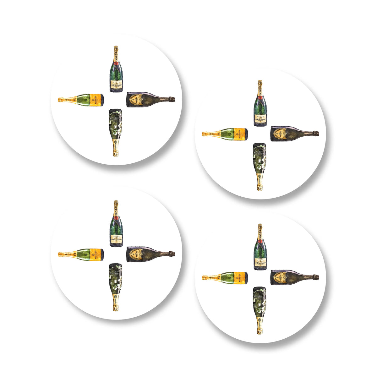 Ceramic Coasters Set of 4 4 Bottles