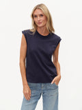 Abby Shoulder Button Tank Navy