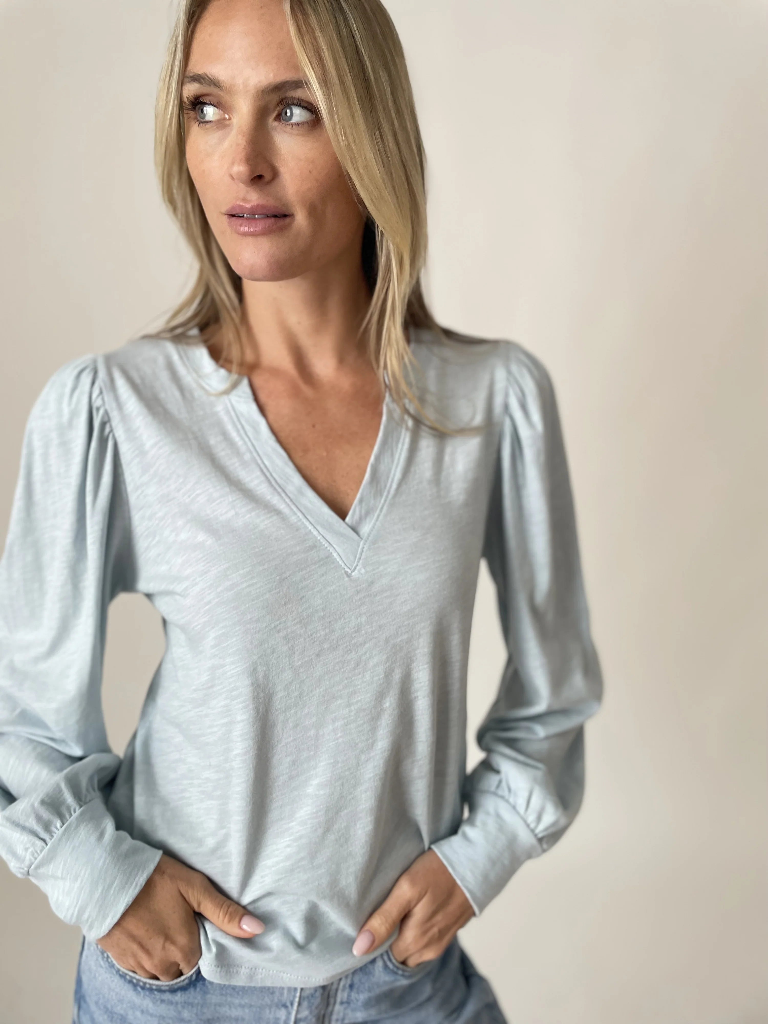 Kira Long Sleeve V Neck Top