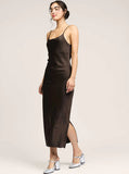 Camilla Silk Midi Dress in Brown