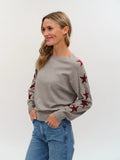 Maddy Star Sleeve Sweater in Burgundy