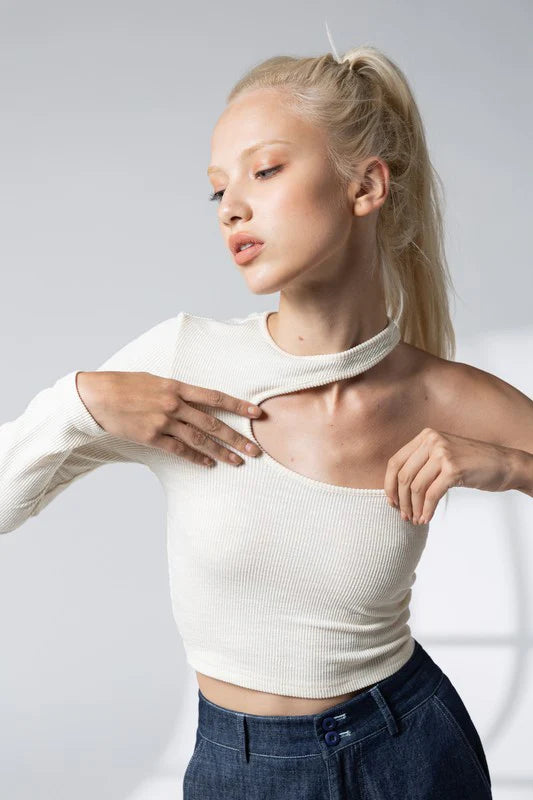 Abigail One Shoulder Top in Ivory