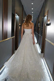 A Line Sweetheart Sparkly Bohemian Wedding Dress Bridal Gown