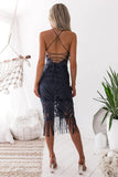 Khaleesi Dress Steel Blue Lace Dress With Fringe
