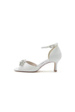 Peep Toe Glitter Strap Buckle Stiletto Heels With Rhinestone