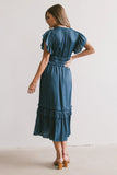 Willa Ruffle Dress in Teal FINAL SALE